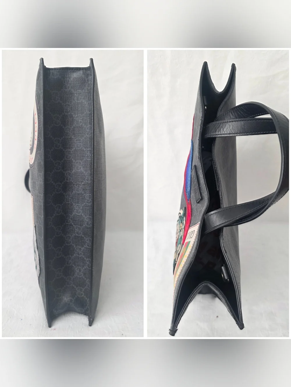 Auth Gucci GG Supreme Monogram Night Courrier Vertical Tote Bag